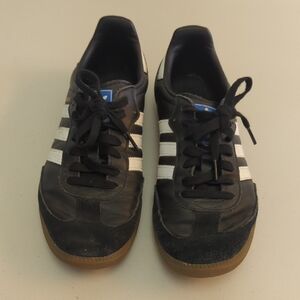 Adidas Men's Black and White Sneakers with Gum Sole